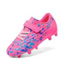 DREAM PAIRS Boys Girls Soccer Cleats Kids Football Shoes for Little/ Big Kid SDSO2307K, Size 1 Little Kid, Hot Pink/ RoyalBlue