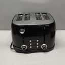 Amazon Basics 4 Slice Toaster with 4 Slots, 6 Browning Settings, Defrost, Removable Crumb Tray, Bagel Function, Cancel Button, 1600W, Black