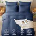 CozyLux King Size Comforter Sets - 7 Piece Bed in a Bag Navy Blue Comforter Set with Sheets Bed Set All Seasons, Soft Bedding Set with Down Alternative Comforter, Sheets, Pillowcases & Shams