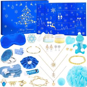 Advent Calendar 2025, 24 Days Spa Jewelry Countdown Calendar for Adult Women, Teen Girls Christmas Advent Calendar with Self Care Kit & Charms Bracelet, Christmas Gift for Mom Wife Girlfriend