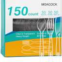 150 Pcs Clear Plastic Silverware, Heavy Weight Plastic Forks Spoons Knives Disposable Utensils Cutlery Set for Wedding Party Supplies Everyday Use