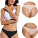 voenxe Seamless Women Underwear Thongs,No Show Ladies Thong,No Line Workout Breathable Comfortable Panties,Soft Undies,5-Pack, Small