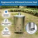 Gardenised 20-Gallon Galvanized Steel Incinerator Can with Lid & Vent Holes, High-Heat Outdoor Burn Bin for Leaves, Paper, Yard Waste & Garden Debris, Silver