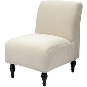 Iauddy Armless Accent Slipper Chair Cover Slipcover,Stretch Spandex Removable Jacquard Non-Slip Silp Cover for Accent Chair Without Arms Furniture Protector for Living Dining Room