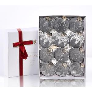 12PCS Velvet Glitter Christmas Ball Ornaments, 3.15 Inches Luxury Christmas Decorations, Elegance Modern Hanging Ornaments for Xmas Tree, Party, Wedding, Home Decor (Gray) (Grey)