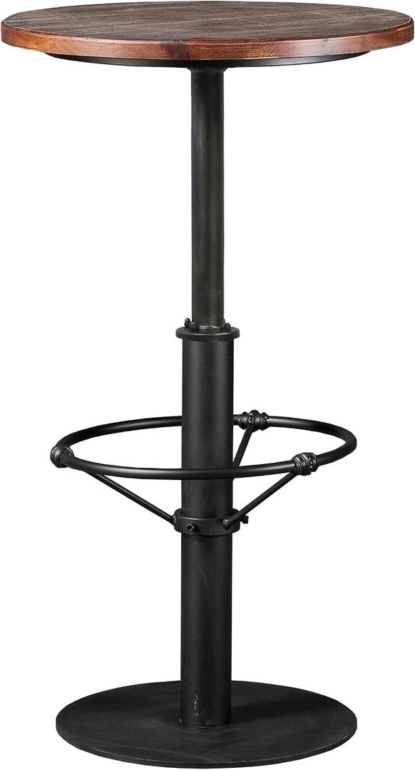 LOKKHAN 42" Tall Rustic Industrial Bar Table 19.68" Dia Round Wooden Top Metal Frame Height Fixed Standing Pub Dining Room Bistro Cocktail Table, Black & Brown, 19.68" Dia / 1LVL
