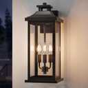 VenzBlomia Large Outdoor Light 3-Light 20" Black Exterior Lighting Fixture, Modern Outside Wall Mounted Porch Sconce, Waterproof Patio Garage Garden Carriage Lantern Lamp for House E12, 1-Pack