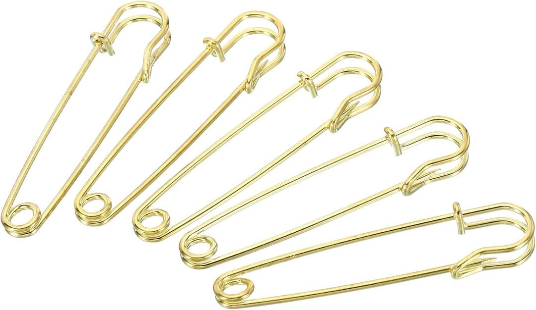 MECCANIXITY Safety Pins 2.95 Inch Large Metal Sewing Pins for Blankets Skirts Crafts Brooch Making Gold Tone 20Pcs