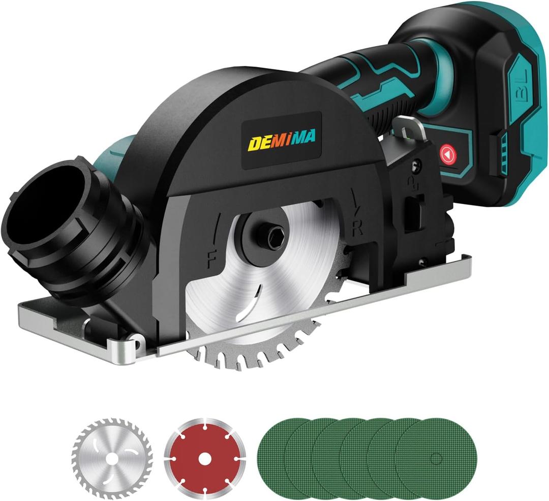 4" Brushless Cordless Cut-Off Tool Compatible with Makita 18V Battery, 500W mini Saw Up to 12000RPM with 6 Cut Off Wheel, 4" Blades & Base Plate for Metal, Wood, Tile and Plastic (No Battery)