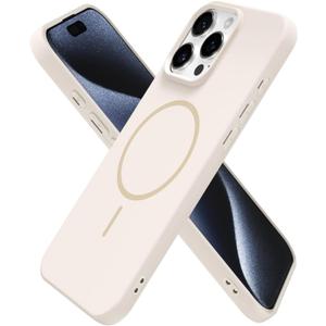 oakxco for iPhone 15 Pro Case Silicone Mag Safe, Magnetic Slim Thin Phone Case Compatible with Magsafe Wireless Charging, Cute Girly Aesthetic Soft Rubber Gel Safecase for Women Girls, Beige Cream