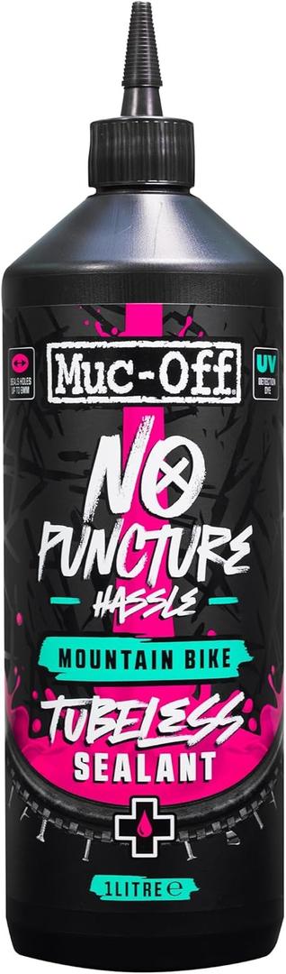 Muc-Off No Puncture Hassle Tubeless Sealant, 1 Liter - Advanced Bicycle Tyre Sealant with UV Tracer Dye That Seals Tears and Holes Up to 6mm