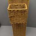 Rattan Umbrella Stand with Drip Tray,Umbrella Holder with Small Basket for Entryway, Tall Wicker Basket for Storage, Woven Organizer for Inoor, Outdoor, Home, Office, Hotel