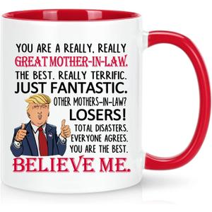 3 x WENSSY Funny Great Mother In Law Gifts Mug, Best Mothers Day Gifts for Mother In Law from Daughter Son In Law, 11 Ounce Red