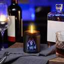 Scented Candle for Men with Color Sensor Light, Stay Positive Skeleton Man Black Aromatherapy Candles, Natural Hand Poured, 7 oz Soy Candle Gift for Christmas