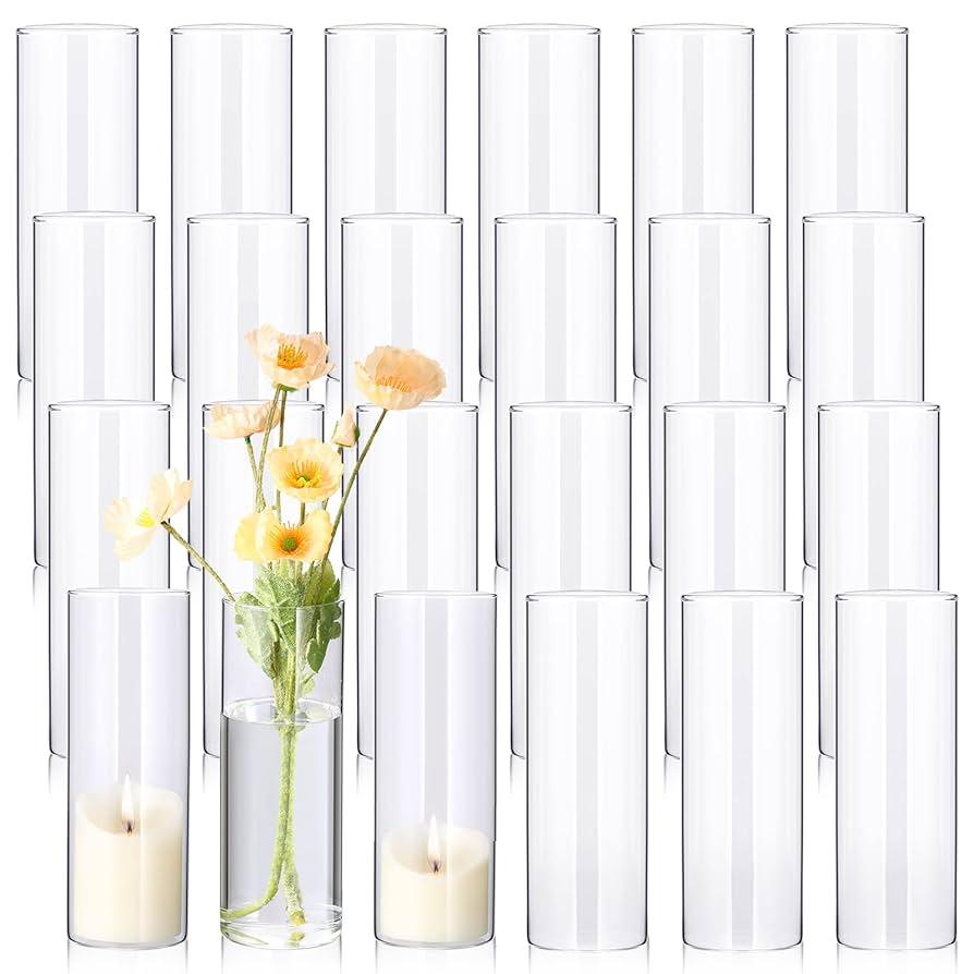 Tall Glass Vases Bulk Clear Cylinder Flower Vases Transparent Candle Holder Bulk Wedding Table Centerpieces Decoration For Banquet Dinners Party Event, 18 Pieces, 10 Inches Length For Big × 8 Inches Length For Middle × 6 Inches Length For Small