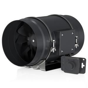 Toolazy 8 Inch Inline Duct Fan 831 CFM, EC Motor Vent Booster Exhaust Fan with 0-100% Variable Speed Controller, Ventilation Fan for Grow Tent, HVAC, Basement, Workshop, Garage, Commercial Space