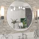 TokeShimi Round Mirror 24 Inch Brushed Silver Round Bathroom Mirror for Wall Non-Rusting Aluminum Alloy Brushed Silver Matte Metal Frame Modern Circle Mirror Multi Style Home Decor