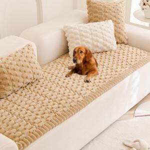 Mivnue Pet Couch Cover, Couch Covers for Dogs, Washable Dog Sofa Covers Couch Protector, Fuzzy Non Slip Couch Slipcover Pet Friendly (27.6" x 70.9", Coffee)