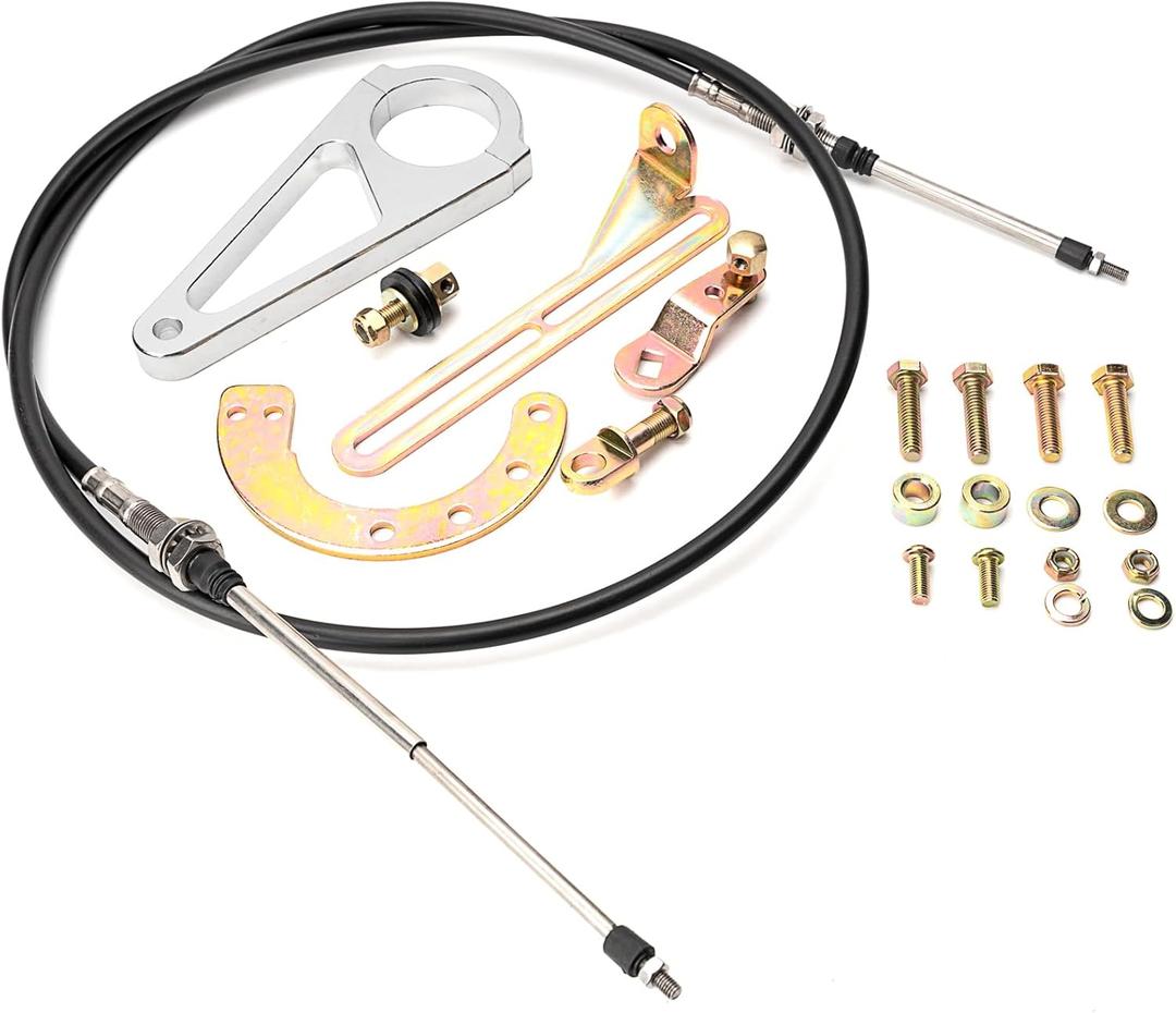 ACA-1804 Adjustable Shift Linkage Kit for GM Transmissions | 2" Aftermarket Column Fit | 6ft Stainless Steel Cable & Aluminum Mount | Replaces LB01-ACA-1804, THM200/350/400/4L60/4L80-E