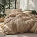 Bedsure Linen Duvet Cover King Size - Linen Cotton Blend Bedding Set, Soft & Cozy, 3 Pieces, 1 Duvet Cover 104x90 Inches and 2 Pillowcases, Brown Color Cooling Bedding, Comforter Sold Separately