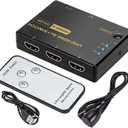 4K 60Hz HDMI Switch 3 in 1 Out -Ultra HD HDMI Switcher Selector with Remote 3 Port Switcher Selector Box Support 3D CEC HDR HDCP2.2 Compatible with Xbox, Fire TV Projector Home Theater