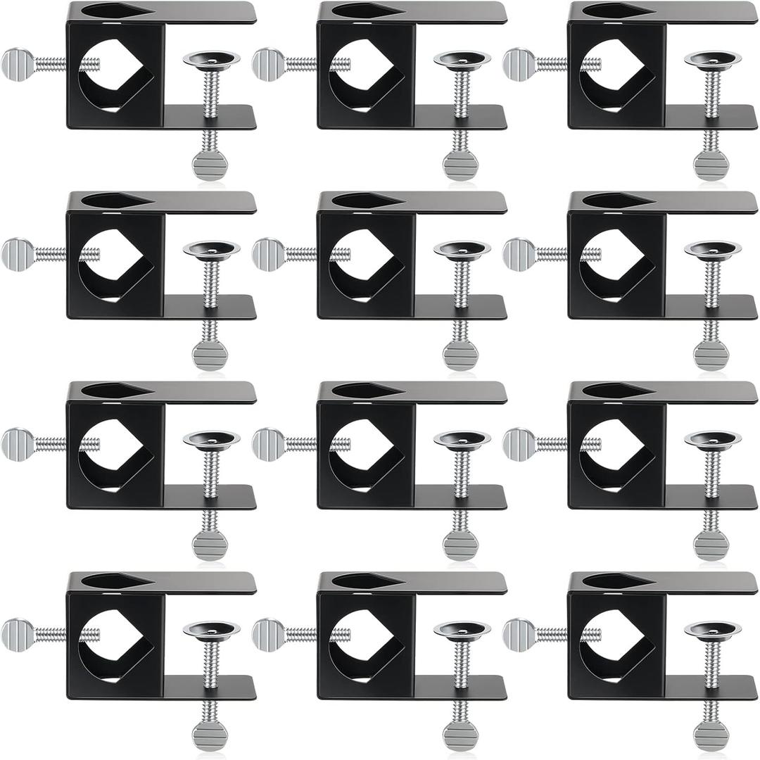 Ferraycle 12 Pcs Deck Torch Clamp Metal Black Torch Mount Holder Outdoor Pole Clamp Universal Porch Rail Accessory