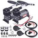 CNRAQR 2PCS 150PSI Heavy Duty Air Train Horn/Air Ride Suspension Compressor 1/4NPT 12V for Car Horns/Pneumatic Suspension Systems/Pneumatic Tools/Car Tires Black