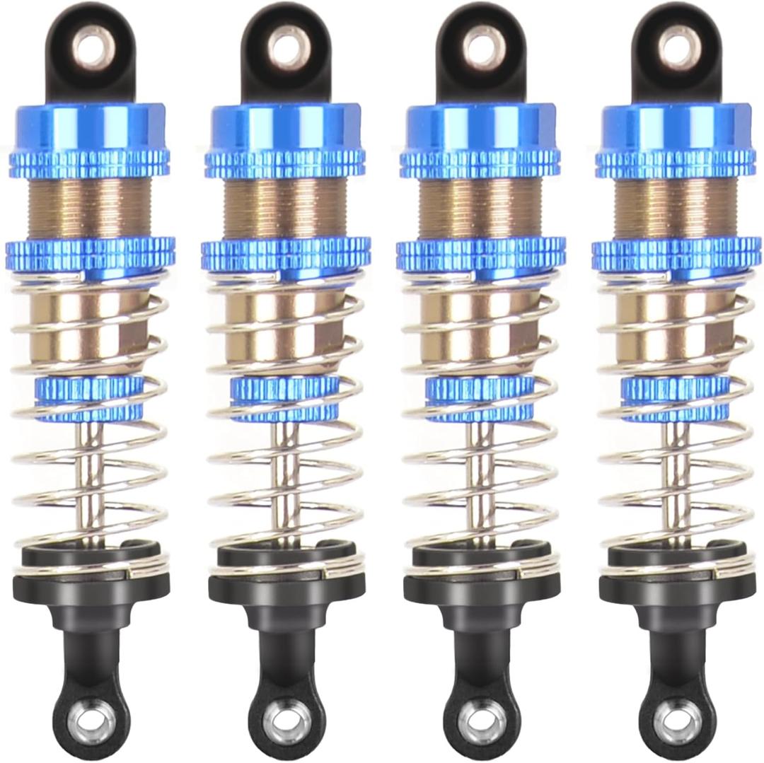 Oiled 4Pcs 72mm Aluminum Oil Shock Set for 1/12 1/14 1/16 RC Cars - Front/Rear Upgrade Compatible with WLtoys 144001, 124019, MJX 16208, HBX (Bz-silver-blue-81mm)