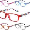 Gaoye 5-Pack Reading Glasses Blue Light Blocking, Spring Hinge Readers for Women Men Anti Glare Filter Lightweight Eyeglasses (5-Pack Mix Color 3, 3.5)