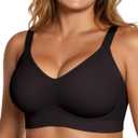 OEAK Womens Wireless Seamless Bras Jelly Full Coverage Supportive Bra Push Up Plus Size Everyday Bra Comfortable Tshirt Bras (Black, XXL)