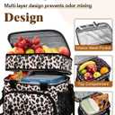 Insulated Lunch Bag for Women, Double Leakproof Lunch Box Soft Cooler Tote with 5 Pockets, 600D Oxford, EVA Lining, Adjustable Strap for Work, Picnic, Beach&Travel-Leopard Print