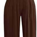 CHICME Womens Sleeveless Jumpsuit One Shoulder Ruched Romper Casual Fall Buckle Decor Wide Leg Jumpsuits Brown-S