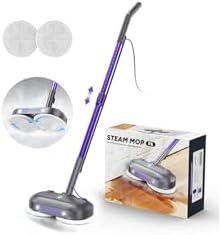 Scrubbing Steam Mop with Rotating Pads,All-in-One Spin Steam Cleaner for Floor Cleaning,Large Tank,23FT Cord, LED Headlights,Reusable Pads & Self-Standing,Safe for Hard Floor/Laminate/Marble