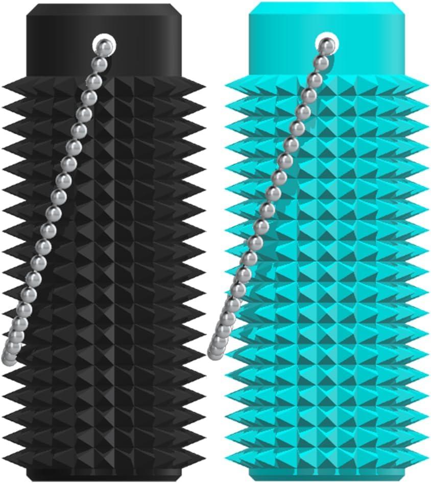 Little Ouchies Fidget - Pocket-Sized Stim Keychain with Spiky Grippie Design, Anxiety & Stress Relief Sensory Toy for Adults, Unique Gifts for Friends & Family (Ice Blue and Black)