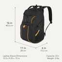 SwissGear 1900 Mini ScanSmart 16-Inch Backpack, Fits Up to 13-Inch Laptop, RFID Protection & ScanSmart TSA-Friendly Compartment, Black/Yellow