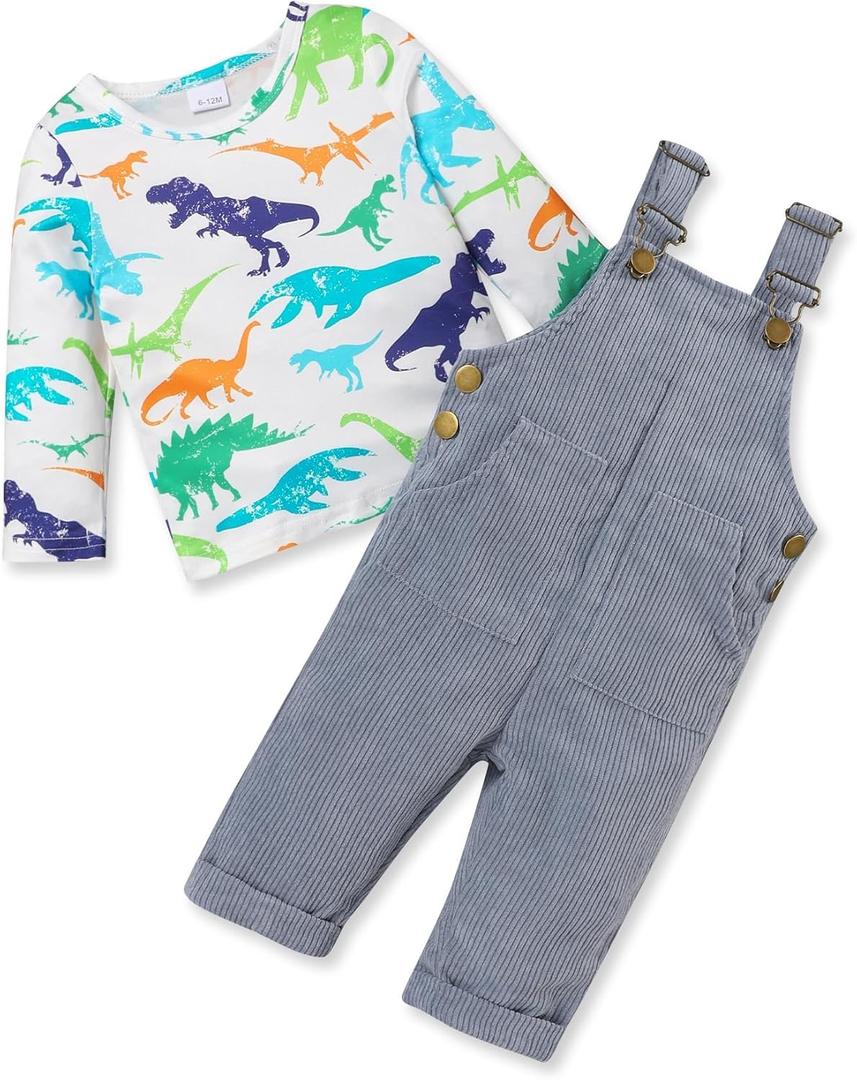 Newborn Boy Outfits 2Pcs costume Suspender Outfit Baby Boy Fall Winter Clothes (6-12 Months)