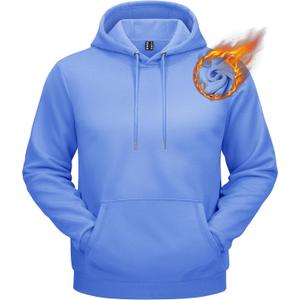 TACVASEN Men's Athletic Hoodies Fleece Lined Sweatshirt Pullover Soft Casual Hooded Sweatshirt with Pocket (Blue, L)