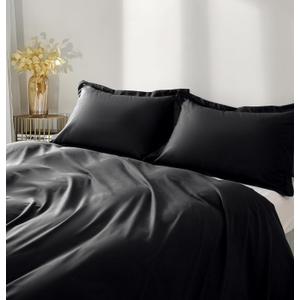 2 Pack Envelope Pillowcase Black Microfiber Pillow Cases Queen Size Pillow Case 20x30 Soft Breathable and Non Shrinking Wide Edge Pillowcase