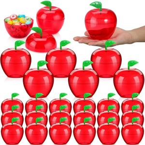 Tanlade Plastic Apple Container Teacher Appreciation Gifts Bulk Back to School Graduation Candy Boxes Holder Snow Party Decorations Thank You Gift for Wedding Christmas Party Favor(24 Pcs,Apple)