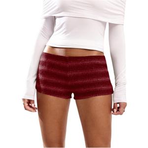 SOLY HUX Women's Knit Micro Shorts Striped Y2k Low Rise Booty Mini Shorts Color Block Strechy Loungewear (Medium)