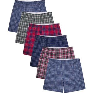 Fruit of the Loom Men's Tag Free Woven Boxer Shorts, Relaxed Fit, Moisture Wicking, Assorted Color Multipacks (Large) 6 Pcs