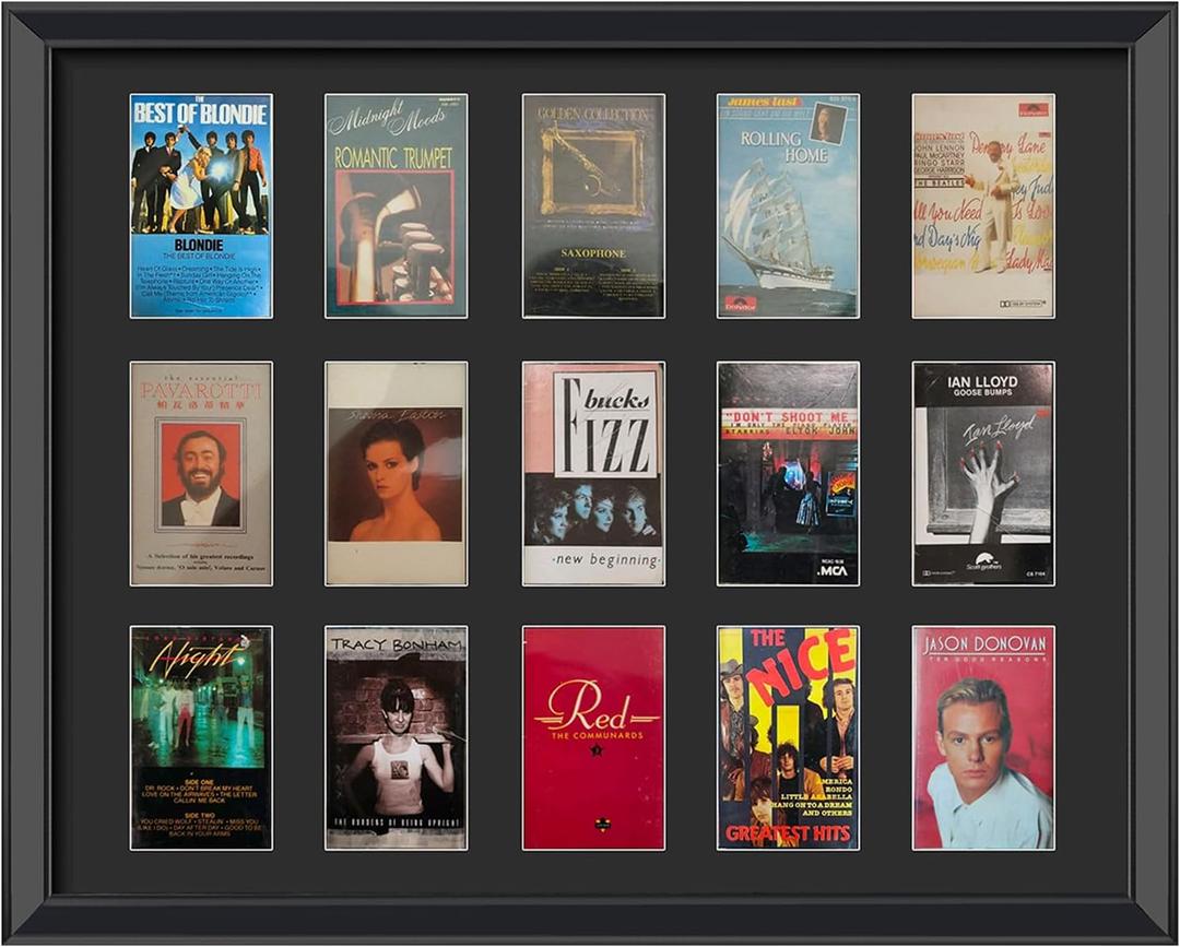 Cassette Tape Storage Shadow Box Display Stand,Cassette Tape Display Frame,Cassette Tape And case Display Frame,15 Cassette Rack Display cabinet,Music Tape Storage Display Rack,Audio Storage Solution.