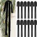 Janinka 12 Pcs Black Velvet Ribbon Bows Christmas Tree Decorations 23.5x15.5 Inch Rustic Neutral Large Velvet Vintage Christmas Swag Ornaments Staircase Wreath Bows Tree Topper Bow