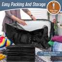 6 Pack Extra Heavy Duty Large Moving Bags with Strong Zipper & Comfortable Handles, Sturdy & Durable Clothes Storage Bags Totes Bins, Packing Moving Boxes for College Supplies, Black