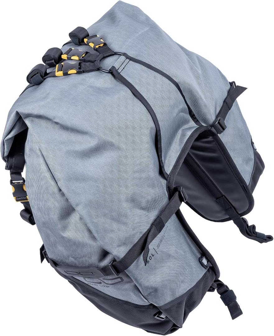 Giant Loop Great Basin Saddlebag, Water-resistant Motorcycle Storage Bag, 68-Liters Capacity to Carry Larger Gear, Fits Any Sport Bike, Scramble, Adventure & More (Black/Gray)