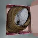 Ms Taj 18 Inch Hair Topper with Clip in Bangs, Synthetic Fluffy 4"x5" Layered Straight Toppers for Women, 360 3D Cover Bangs Hairpiece for Thinning Hair(Natural Blonde with Dark Root)