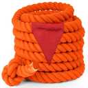 Thadavo Field Day Tug of War Rope with Flag for Kids and Adults, Family Reunion Birthday Party Games, Summer Outside Lawn Games, Camping Picnic Carnival Games for Team Building Activities, Orange 20FT