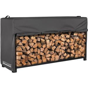 ULTCOVER Waterproof Firewood Racks Cover 8 Feet Heavy Duty Outdoor Logs Holder Stand Cover, Black