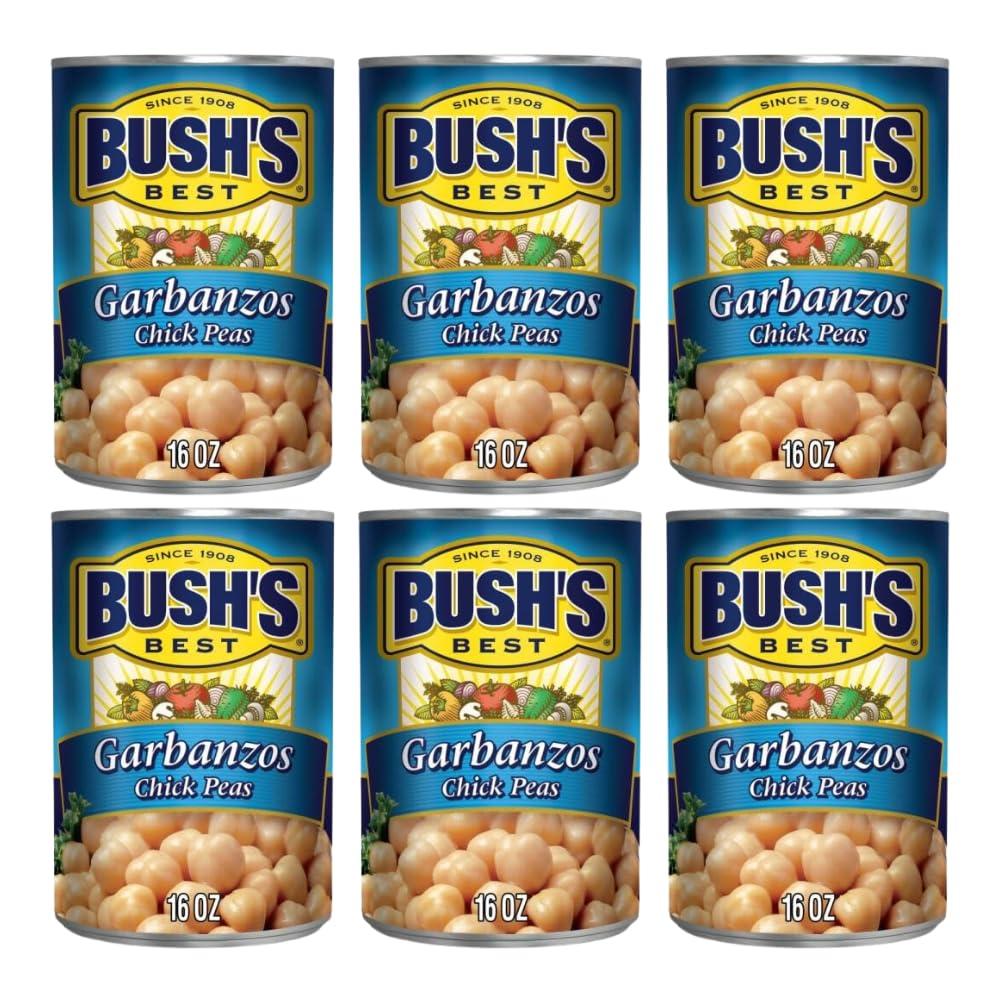 BUSH'S BEST Garbanzos Chick Peas, 16oz (Pack of 6), BBD 10/2026