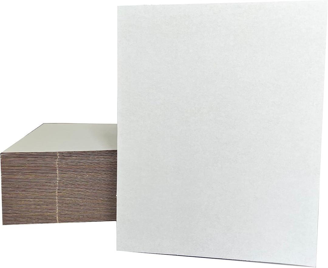 50 Packs 8.5x11 Inch Corrugated Cardboard Sheets, Premium White Corrugated Cardboard Divider Inserts Bulk Flat for Shipping, Mailing, DIY Dcor and Crafts.